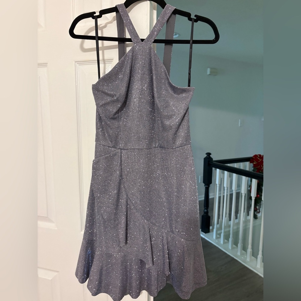 BCX Strapless Sparkling Gray Dress